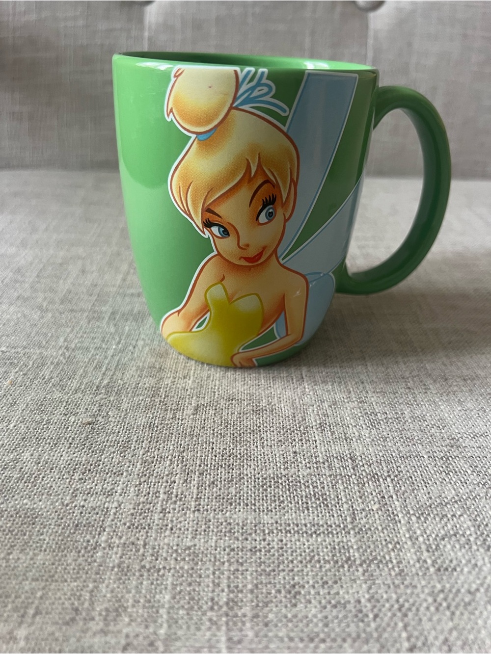 Disney Green Tinker Bell Ceramic Mug with Yellow Accent